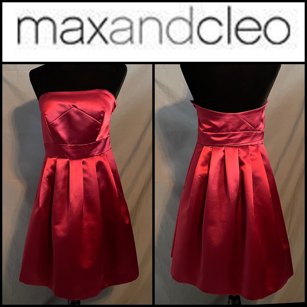 Max and Cleo red/burgundy formal/prom/cocktail strapless dress.  Size 8
